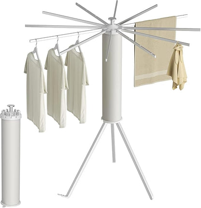 SUNOUTLY Tripod Clothes Drying Rack, Garment Rack Portable and Foldable Space Saving Laundry Drying Rack - Dryer Rack Clothing Floor Folding Balcony Bedroom Household (Silver(Aluminum), 12 rods)