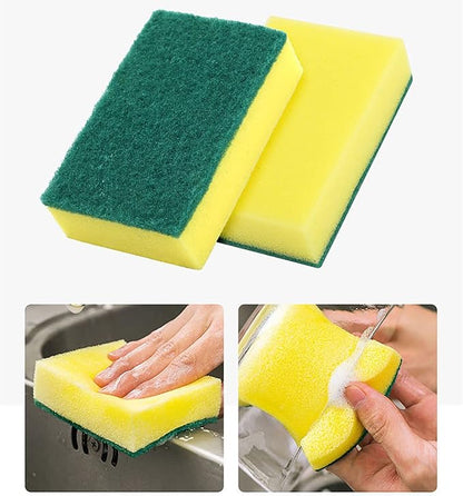 1 Pack Kitchen Cleaning Sponges - Non Scratch Scrub Sponge - Reusable Microfiber Sponge - Dish Sponge, Non-Stick Cookware, for Household, Kitchen, Car, Bathroom Cleaning