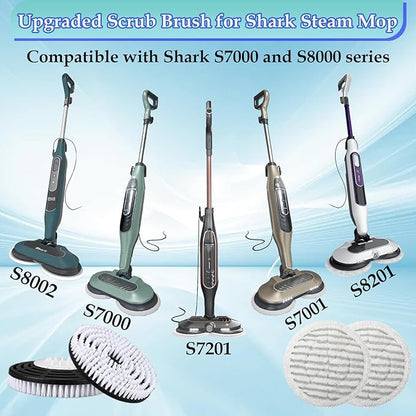 Steam Mop Replacement Pads for Shark S8201 S8002BRN S7001 S7201 S7000AMZ S7000 S7005 S7020 S7001C Steam Mop Brush, Steam & Scrub All-in-One Scrubbing and Sanitizing, Dirt Grip Scrub Washable Pad/Brush