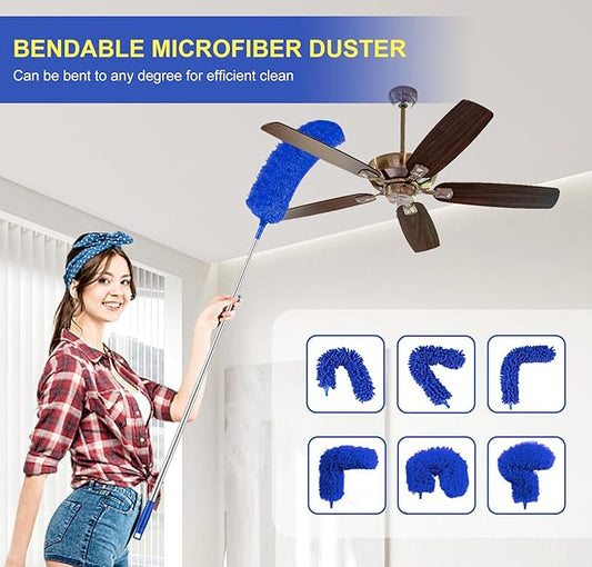 Dusters for Cleaning, Newliton Duster with Extension Pole Microfiber Ceiling Fan Cobweb Duster, Long Duster for High Ceilings Wall Refrigerator Appliance Baseboard Home Furniture Blinds