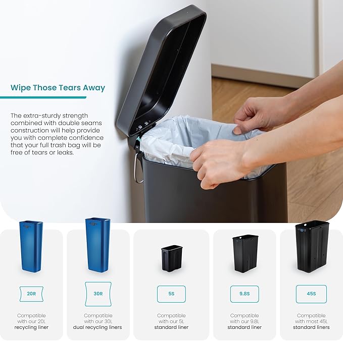 Home Zone Living 1.3 Gallon Trash Bags with Fresh Scent, Heavy Duty Custom Fit Design for 5 Liter Wastebasket Liners, Code 5S, 120-Count