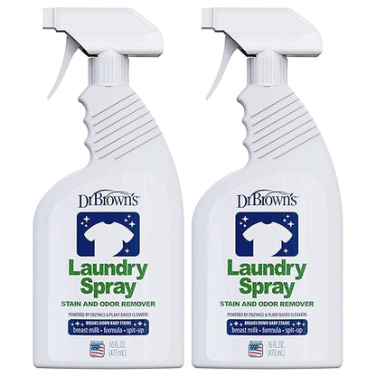 Dr. Brown's Laundry Spray Stain and Odor Remover for Baby Clothes, Hypoallergenic, Fragrance-Free, 16 fl oz, 2-Pack