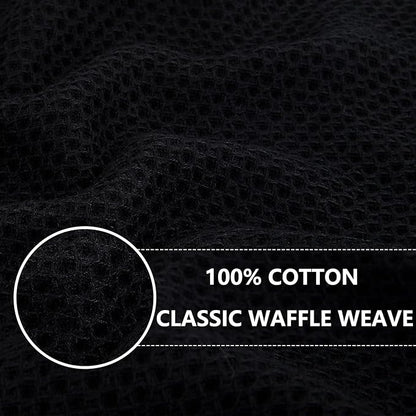 Homaxy 100% Cotton Waffle Weave Kitchen Dish Cloths, Ultra Soft Absorbent Quick Drying Dish Towels, 12 x 12 Inches, 8-Pack, Black