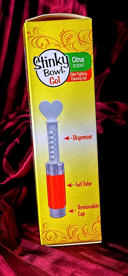 Stinky Bowl Citrus Scent Odor Fighting Toilet Cleaning Gel with Dispenser, Long Lasting Fragrance, 1.34 oz, 1 Count