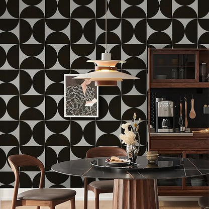 Dimoon 393"x17.3"Geometric Peel and Stick Wallpaper Brown and Beige Wallpaper Square Contact Paper Thicken Waterproof Vintage Self Adhesive Removable Wall Covering Shelf Liner Decal Vinyl Roll