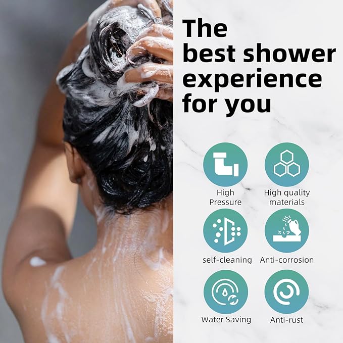 Cobbe 8-Setting Handheld Shower Head with High Pressure Shower Heads - Bathroom Showerhead Set - Detachable Showerhead with 5ft Stainless Steel Hose and Brass Swivel Bracket (Gold)