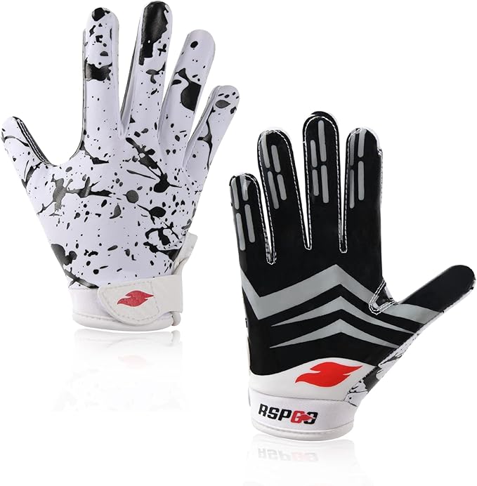 Kids Football Gloves Youth Enhanced Grip Silicone Wide Receiver Gloves