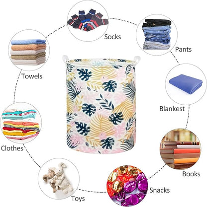 Collapsible Laundry Basket in Bedroom Waterproof Laundry Hamper in Bathroom Large Laundry Bag in College Dormitory Cloakroom Livingroom Nursery Organizer Toy Bin Golden leaf-0101