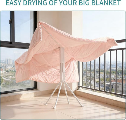 JOOM 4 Legs Clothes Drying Rack, Garment Rack Portable and Foldable Space Saving Laundry Drying Rack - Drying Rack Clothing 4rods16 Clips,Floor Folding Balcony Bedroom Household