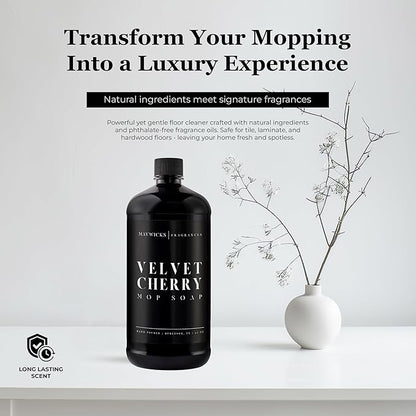 Fragrances - Luxury Mop Soap (Velvet Cherry) 32 Oz – Velvet Cherry Scented Floor Cleaner for Mopping – Pet Safe, Best Smelling Mop Detergent for All Surfaces