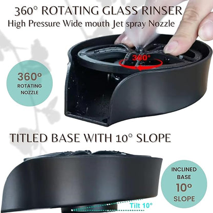 2-in-1 Glass Rinser & Sink Sprayer Attachment – High Pressure Cup Washer for Kitchen Sink – Matte Black Bottle Cleaner -Stainless Steel Cup Cleaner (Fits Standard Counter Holes)