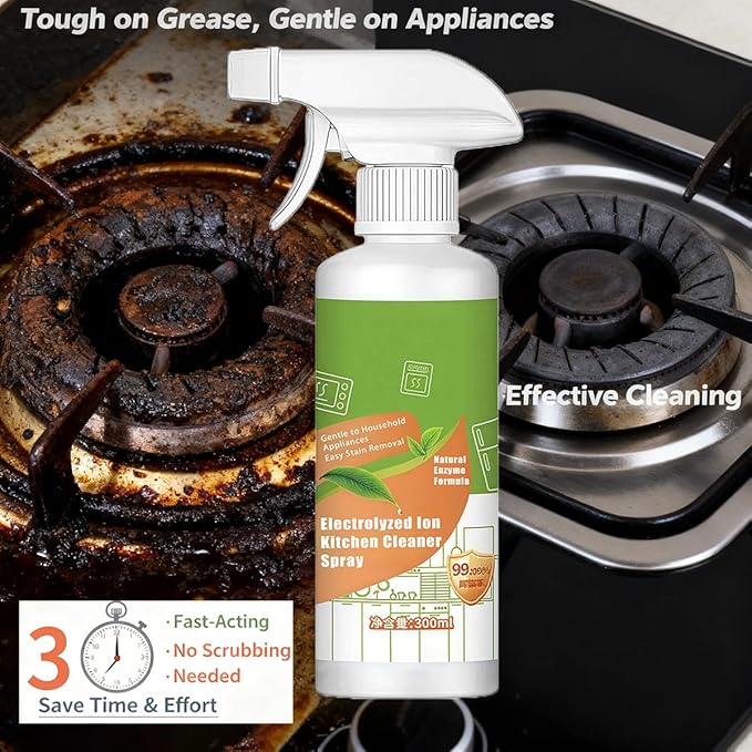 XIRUJNFD Natural Enzyme Formula to Household Appliances, Electrolyzed Ion Kitchen Cleaner Spray, Multi-Purpose Cleaner for Hold, Oven, Stove, Range Hood, Easy Cleaning Household Items (2)