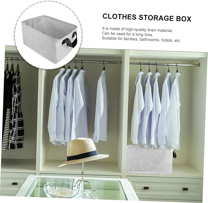 MAGICLULU Reusable Felt Storage Basket with Handles Medium Gray Laundry Hamper and Organizer Thick Material Washable and Portable Storage Box for Clothes and Items