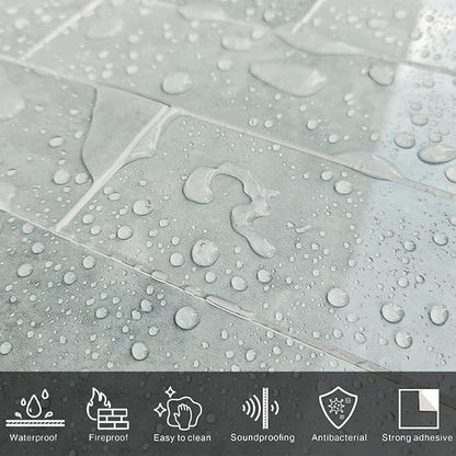 COLAMO Luxury Grey Peel and Stick Subway Tile Backsplash, Glossy Tiles Stick On Backsplash for Kitchen, Self Adhesive Brick Tiles for Bedroom, Bathroom, Fireplace, Accent Wall
