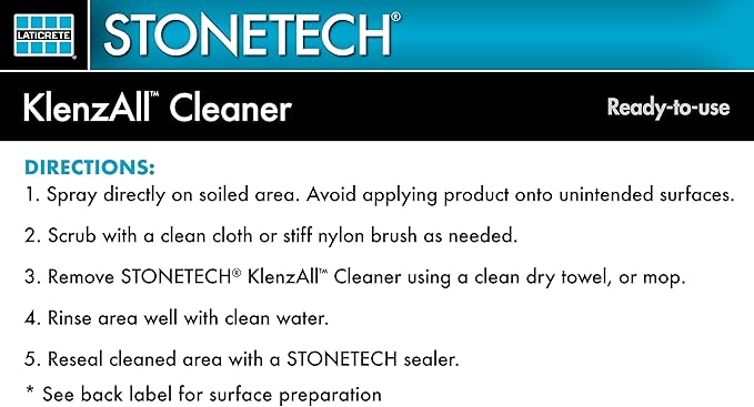 STONETECH KlenzAll Cleaner, Heavy Duty Cleaner for Stone & Tile, 24OZ (709ML) Spray Bottle
