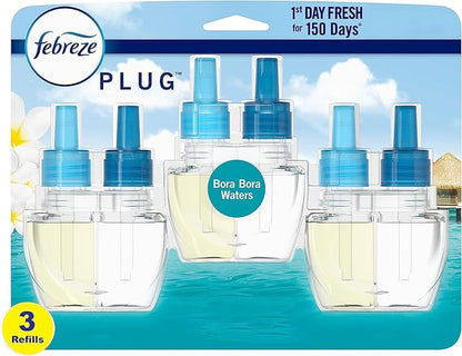 Febreze Plug with Fade Defy Technology Air Freshener - New Limited Edition - (3) of 0.87 fl oz Refills (Bora Bora)