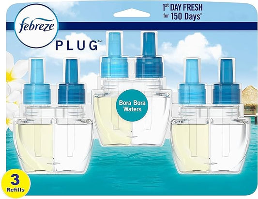 Febreze Plug with Fade Defy Technology Air Freshener - New Limited Edition - (3) of 0.87 fl oz Refills (Bora Bora)