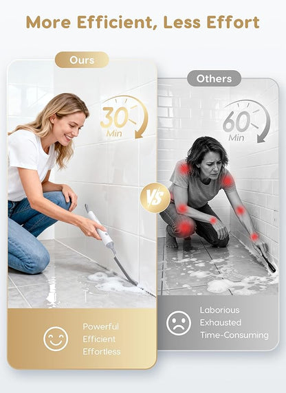 Reciprocating Deep-Clean Brush - Powered by Back-and-Forth Scrubbing Action & LED Light, 3-Speed 2-in-1 Hard and V-Shaped Bristles for Grout, Kitchen, Bathroom, Car, Pet Areas