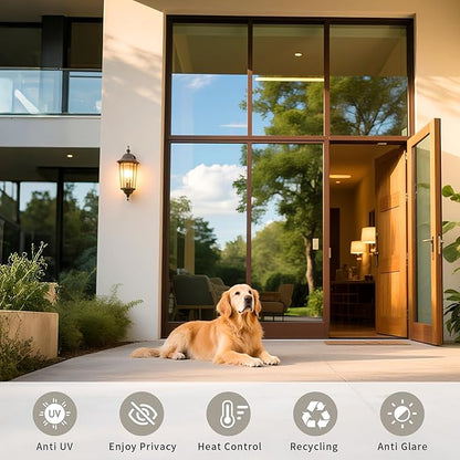 Filmgoo Window Privacy Film One Way Daytime Mirror Tint Treatments UV Heat Control Vinyl Stickers Sun Block Glass Paper Door Covering Reflective (Black Silver, 45.6 Inch x 14.4 Feet)