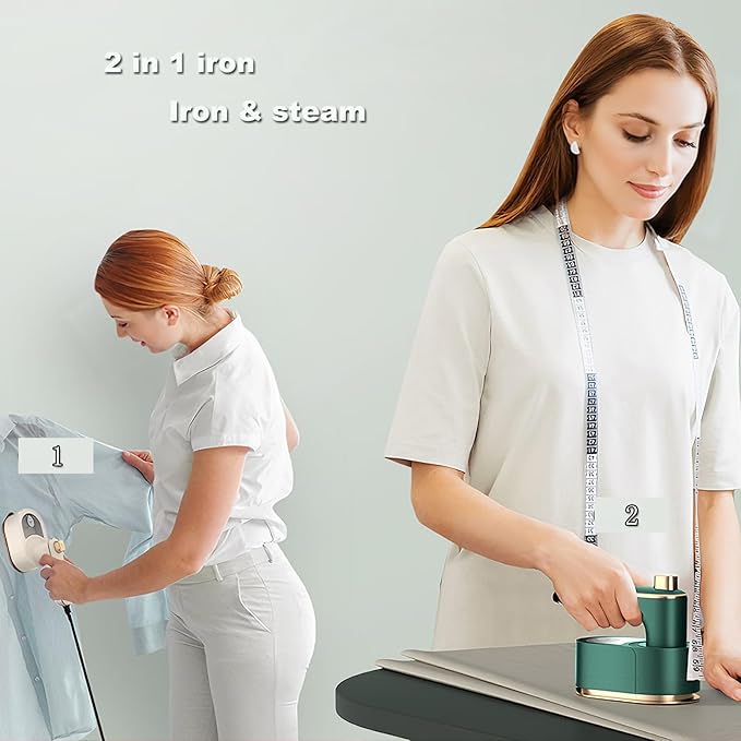 Electric Steamer for Clothes Mini Travel Iron with Steam Handheld Rotary Garment Iron Wrinkle Remover Fast Heat for T-shirt Pants Dress(Creamy-white)