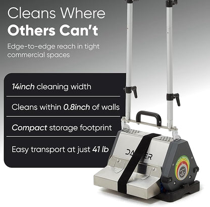 14" Counter-Rotating Brush (CRB) Carpet & Hard Floor Cleaning Machine – 450 RPM, Quiet 53 dBA, Compact 41 lb Commercial Scrubber – Ideal for Offices, Hotels & Small Spaces