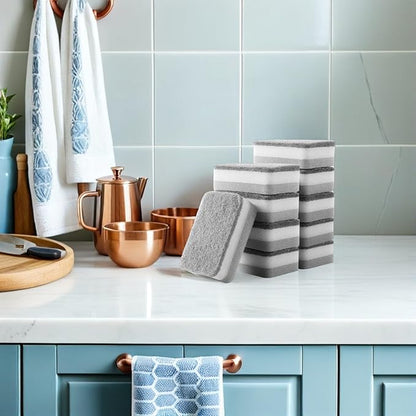 Housoutil 10 Pack Kitchen Dish Sponges 4.33X2.75X1.37 Inches - Multi-Purpose Water Absorbing Scrubbing Sponges for Dishwashing Pots Sinks and Kitchen Cleaning