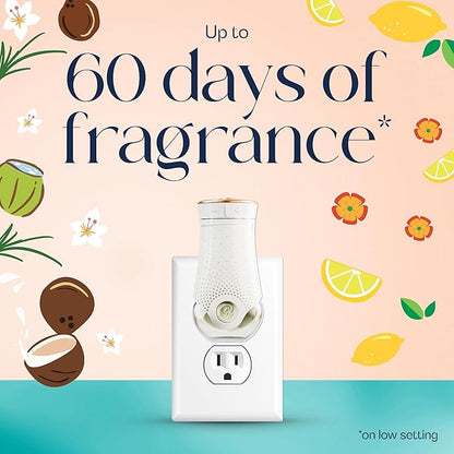 Glade PlugIns Refills Air Freshener, Coconut Water & Beach Grass and Lemon Zest & Poppy, Scented and Essential Oils for Home and Bathroom, 0.67 Fl Oz, 5 Count