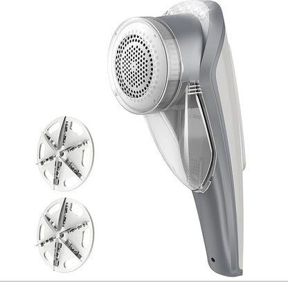 MR.SIGA Fabric Shaver and Lint Remover with 2 Speeds, Rechargeable Electric Lint Fuzz Remover with LED Lights and 2 Replaceable 6-Leaf Blades, Cream/Gray