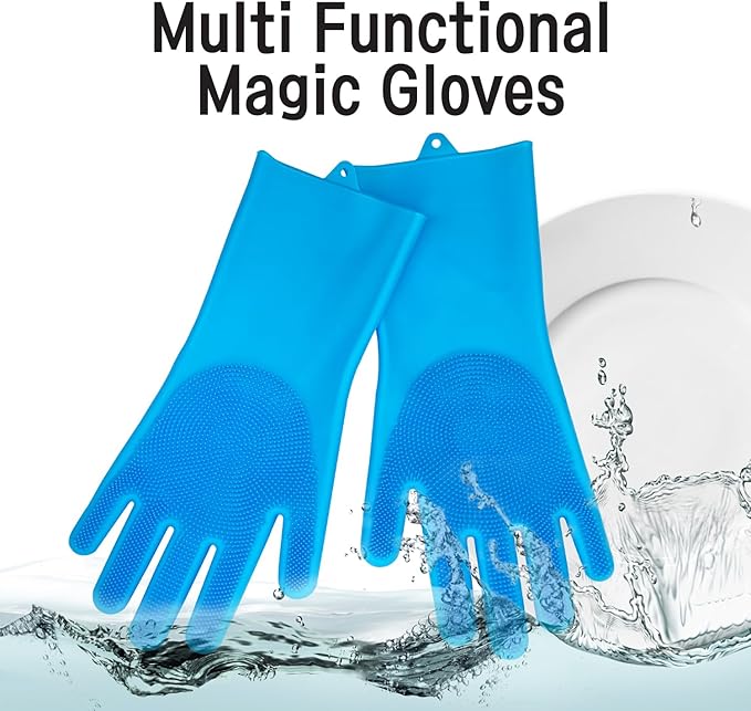 Silicone Magic Gloves : Ultimate Cleaning Gloves for Dishwashing, Kitchen, Pet, and Car