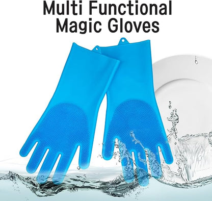 Silicone Magic Gloves : Ultimate Cleaning Gloves for Dishwashing, Kitchen, Pet, and Car