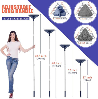 JEHONN Wall Cleaner Mop with Long Handle 82 Inches, 3-in-1 Ceiling Cleaning Tool Duster with 6 Replacement Microfiber Chenille Pads for Painted Walls, Window, Floor, Baseboard