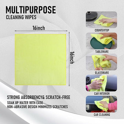 Tricol Clean Microfiber Cleaning Cloth, 16in*16in, 12 Pack Ultra-Thick Cleaning Rags, Super Absorbent, Lint Free & Streak Free Cleaning Towels for Car, House, Kitchen, Office