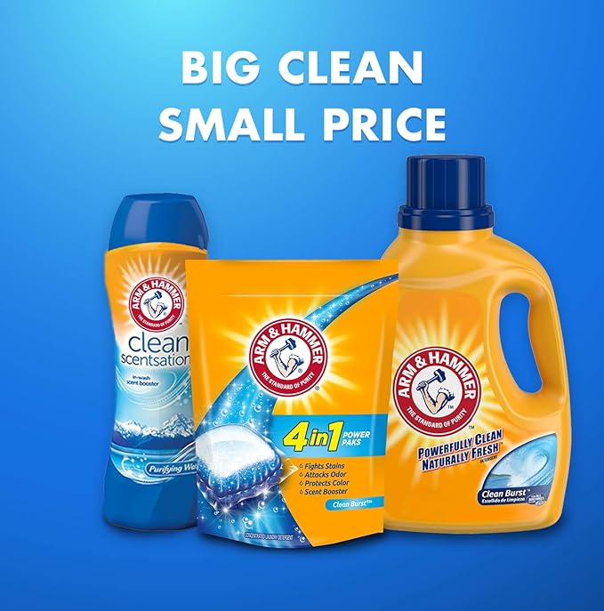 Arm & Hammer 4-in-1 Laundry Detergent Power Paks, Fresh, 58 Count (Pack of 4)