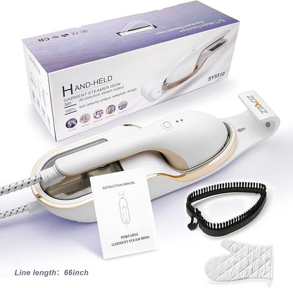 ZOKEZ Handheld Steamer for Clothes, 1500W Extra Large Soleplate, 330ml Detachable Tank, 2-in-1 Horizontal & Vertical Use, Fabric Wrinkles Remover, No Water Leak and Auto-Off