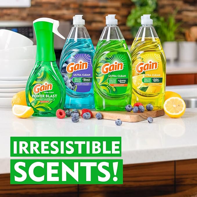 Gain Ultra Dishwashing Liquid Dish Soap,Original Scent,38 fl oz,(Pack of 3)