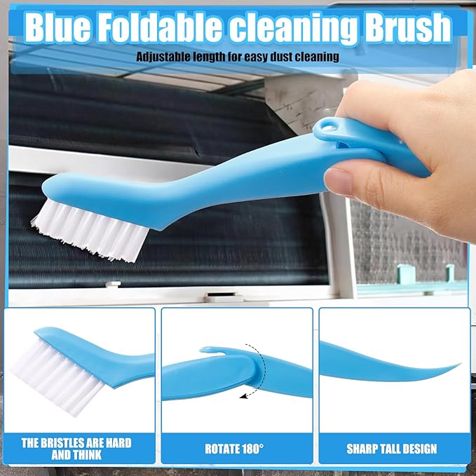 8 Pcs Air Conditioning Fin Cleaner Set HVAC Coil Cleaning Brush Condenser Fin Straightener Evaporator Coil Cleaner AC Comb Condenser Split Cleaning Kit Fridge Radiator Tool (Black,Large)