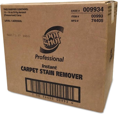 Spot Shot Professional Instant Carpet Stain Remover No-Scrub Aerosol, 18 OZ [12-Pack]