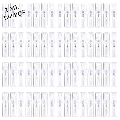 Mini Spray Bottle 100PCS 2ML Clear Plastic Empty Sample Containers Fine Mist Perfume Travel Refillable Spray Bottle Perfume Atomizer Small Travel Size Spray Bottle for Cleaning, Essential Oils