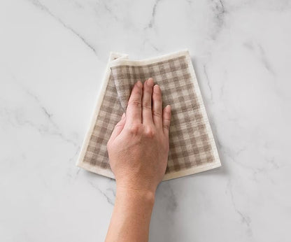 Martha Stewart Swedish Kitchen Absorbent Sponge Dish Cloths, Grey Gingham, 8 Count