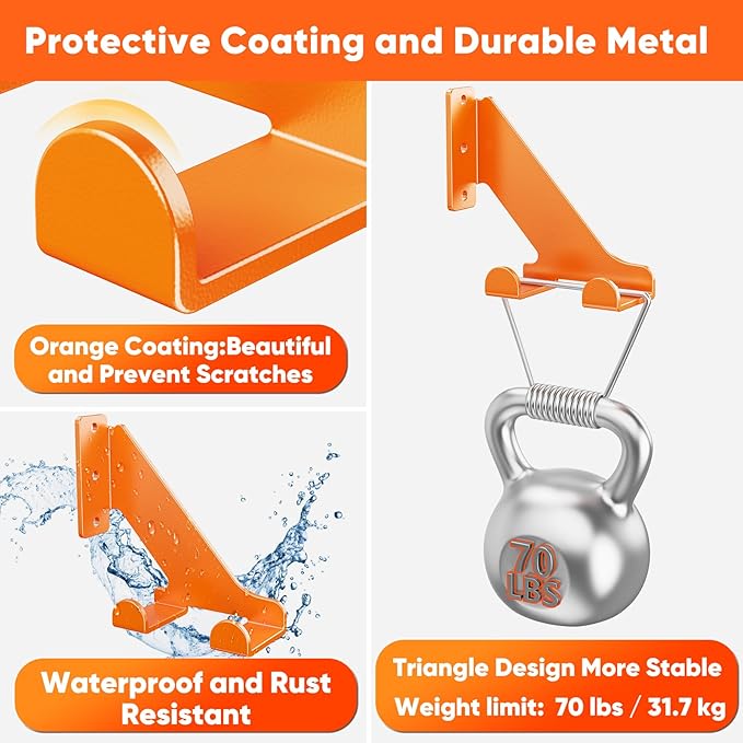 POKIPO Chainsaw Hanger, 2 Pack Chainsaw Holder Wall Mount Heavy Duty Metal Chainsaw Chain Hook Storage Loads 70 lbs Accessories Chainsaw Rack Organizer Save Space for Garden, Garage, Workshop