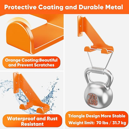 POKIPO Chainsaw Hanger, 2 Pack Chainsaw Holder Wall Mount Heavy Duty Metal Chainsaw Chain Hook Storage Loads 70 lbs Accessories Chainsaw Rack Organizer Save Space for Garden, Garage, Workshop