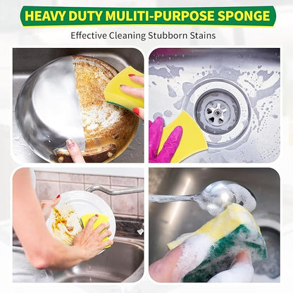 HOMERHYME Heavy Duty Sponges 60 Pack, Double-Side Scratch-Free Dish Sponges for Kitchen, Sturdy Multipurpose Cleaning Supplies for Home, Kitchen, Bathroom & Household