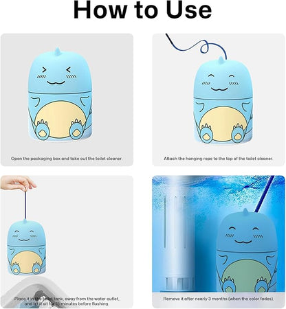 Toilet Bowl Cleaners Automatic Toilet Cleaner for Inside the Bowl Bathroom Toilet Tank Cleaner Dinosaur Shape Design Household with Rope Toulet Cleaning Supplies - Blue Ocean Scent