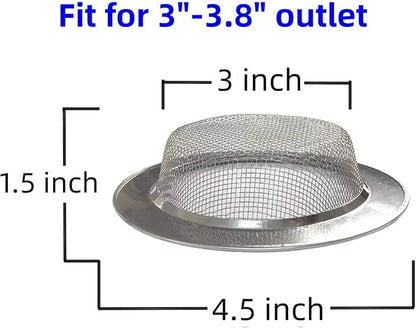 2 Pack 4.5" Kitchen Sink Drain Strainers, Stainless Steel Drain Cover with Anti Clogging Mesh, Thicken Edge