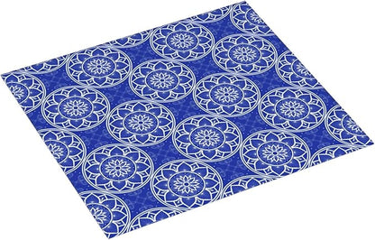 Chinoiserie Blue and White Floral Dish Drying Mats for Kitchen Counter, Absorbent Reversible Washable Microfiber Drying Pad, 16" x 18" Foldable Chinoiserie Kitchen Mat for Dishes & Sink, Home Decor