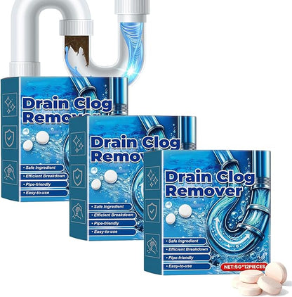 Strong Drain Effervescent Tablet, Quick-Dissolving Sink Tablets for Smell, Foaming Drain Cleaner Tablets for Garbage Disposal, Cleaner for Sewer, Toilet and Septic Tank, 12pcs/box (3box)