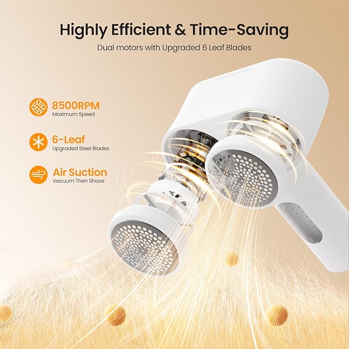 Mosthink Fabric Shaver, 2-in-1 Electric Lint Remover & Build-in Lint Brush, Large Fuzz Remover for Clothes Couch Furniture | Rechargeable Sweater Defuzzer | Digital LED Display | 3 Speeds | 2600mAh