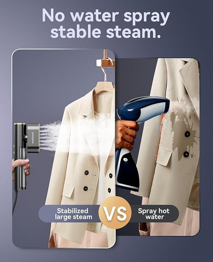 Jack ＆ Rose Travel Steamer for Clothes,100-220V Portable Iron,15s Heat Up,Steamer ＆ Iron 2 In 1, Travel Size,Large Ceramic Heat Panel,for Global and Europe