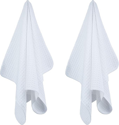 POLYTE Ultra Premium Microfiber Kitchen Dish Hand Towel Waffle Weave, 8 Pack (16x28 in, White)