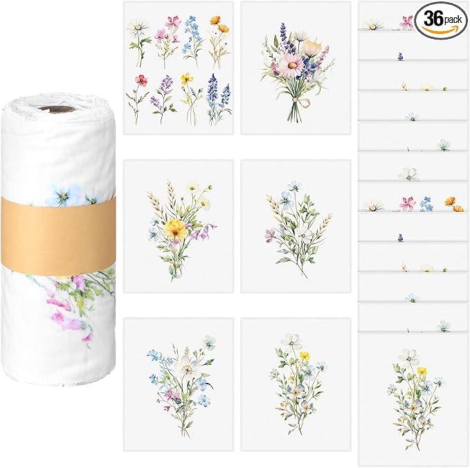 36 Pack Wildflower Reusable Cleaning Cloths Washable Cotton Kitchen Towels for Home(Multicolor)
